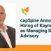 capSpire Announces Hiring of Kayne Coulter as Managing Director, Advisory